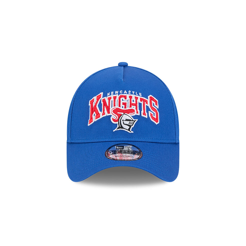 Newcastle Knights Hat - Blue Logo Arch 9Forty A-Frame NRL Snapback Cap - New Era